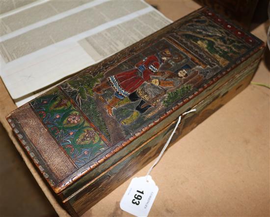 A Russian birch wood box(-)